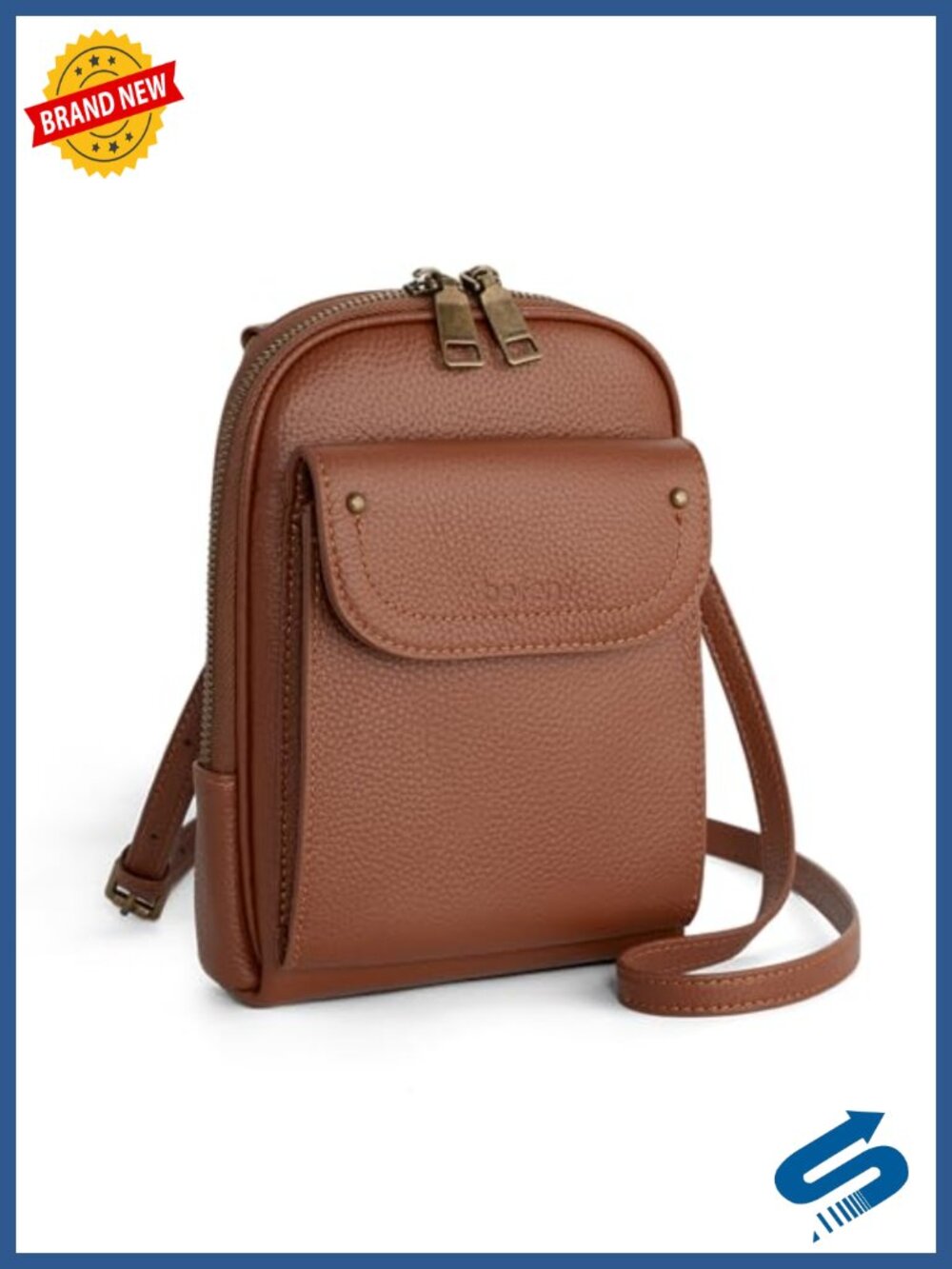 Genuine Leather Crossbody Bag with RFID Protection for Travel